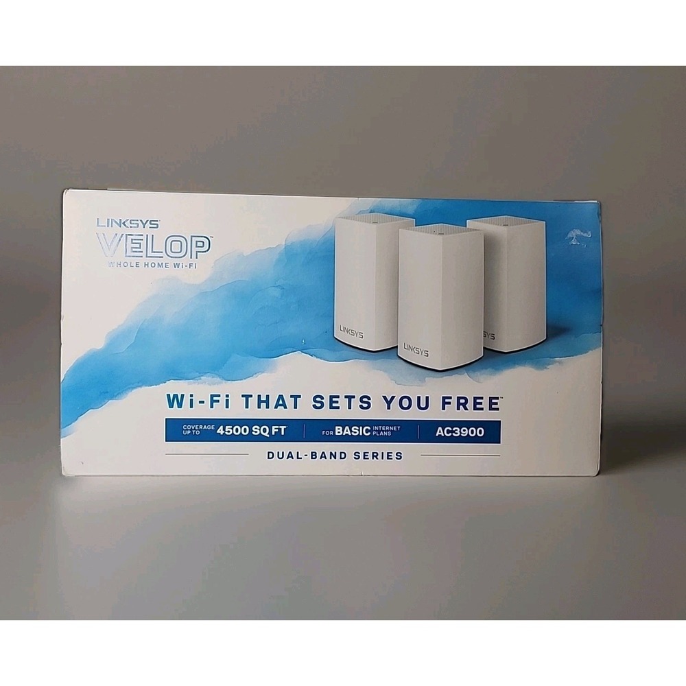 Linksysโ Velop AC3900 Dual-Band Whole Home Wi-Fi System 3-Pack Complete Open Box